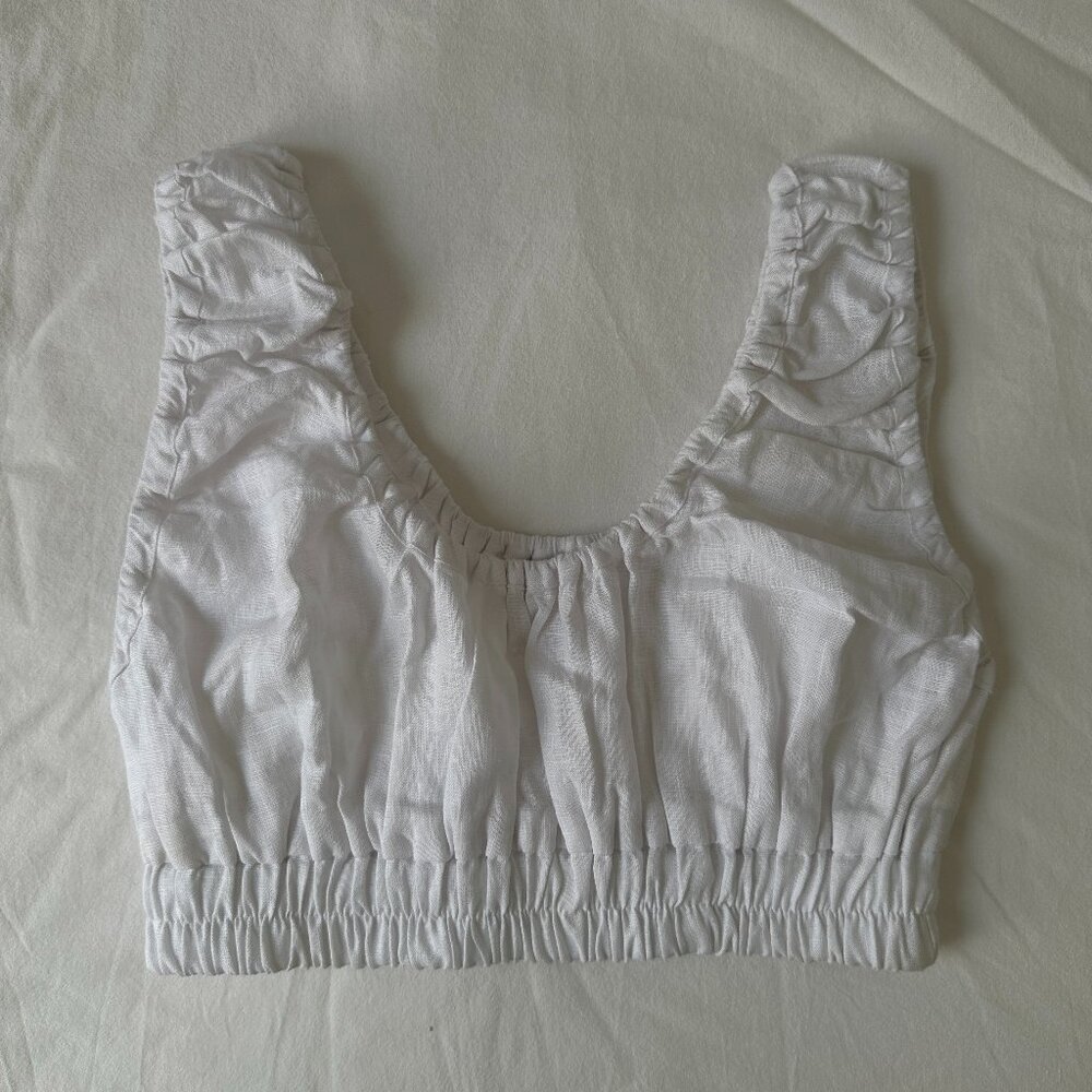 Acacia - white - linen - crop top (Never worn) (tank top/elastic)